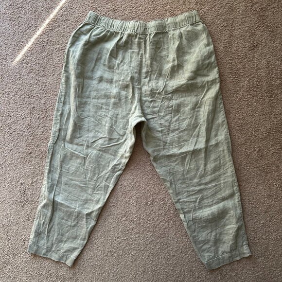 H&M Pants Womens XL 36x28 High Rise 100% Linen Tapered Leg Ankle Pockets - Picture 3 of 13